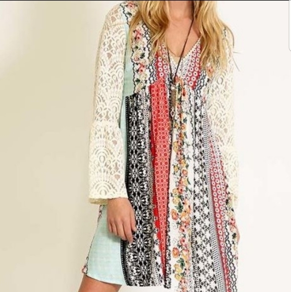 Kori Dresses & Skirts - Lace Bell Sleeves Floral Dress